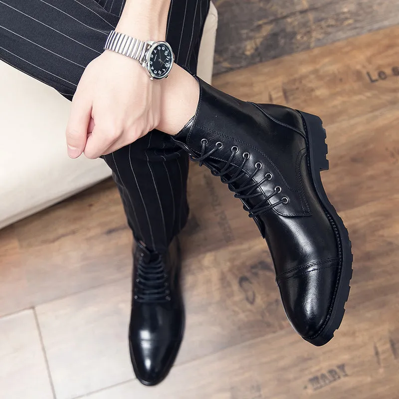 INSTOCK-Men's casual high-top leather shoes