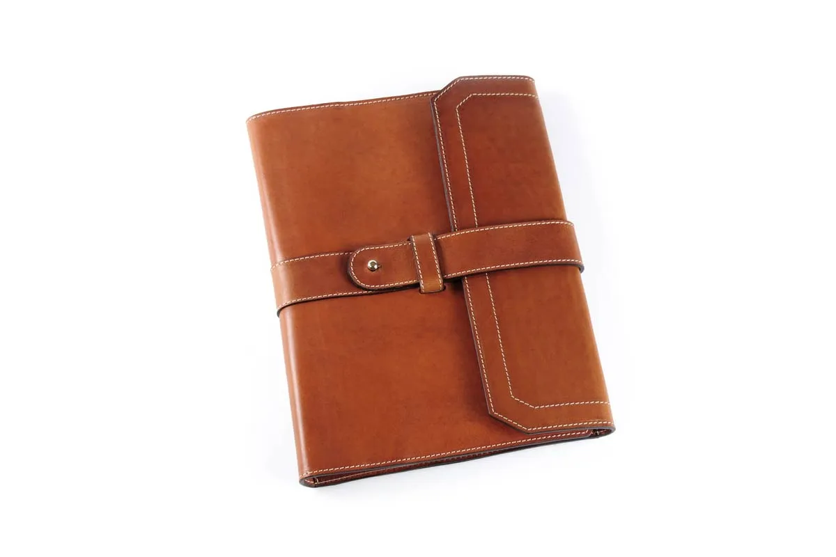 Italian Leather Handmade Post-Strap Brief Folio - Terra