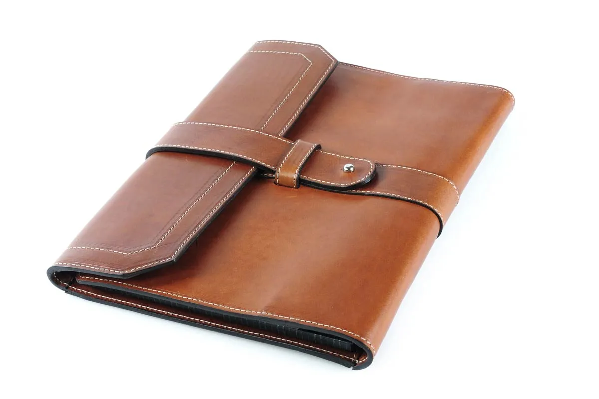 Italian Leather Handmade Post-Strap Brief Folio - Terra