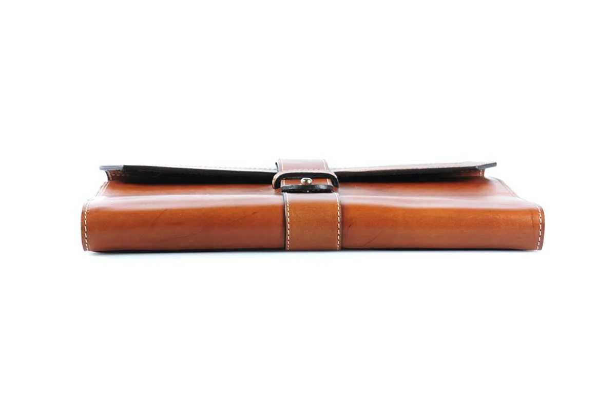Italian Leather Handmade Post-Strap Brief Folio - Terra