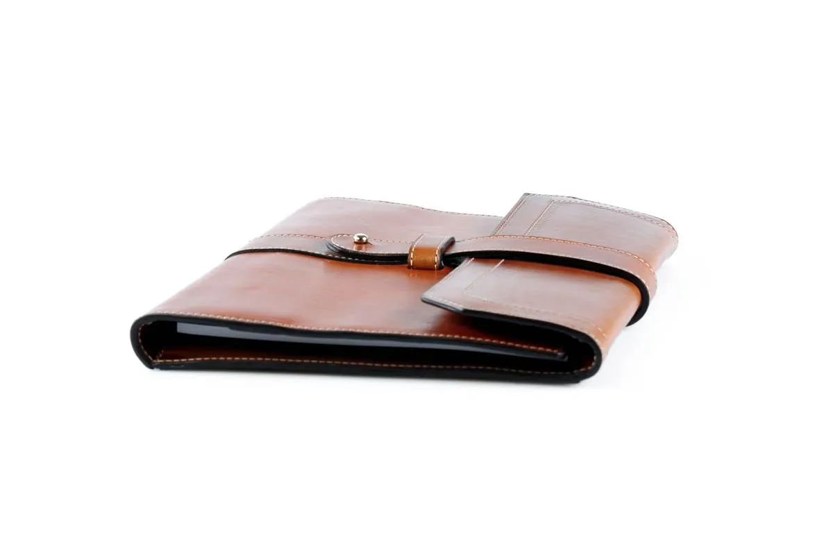 Italian Leather Handmade Post-Strap Brief Folio - Terra