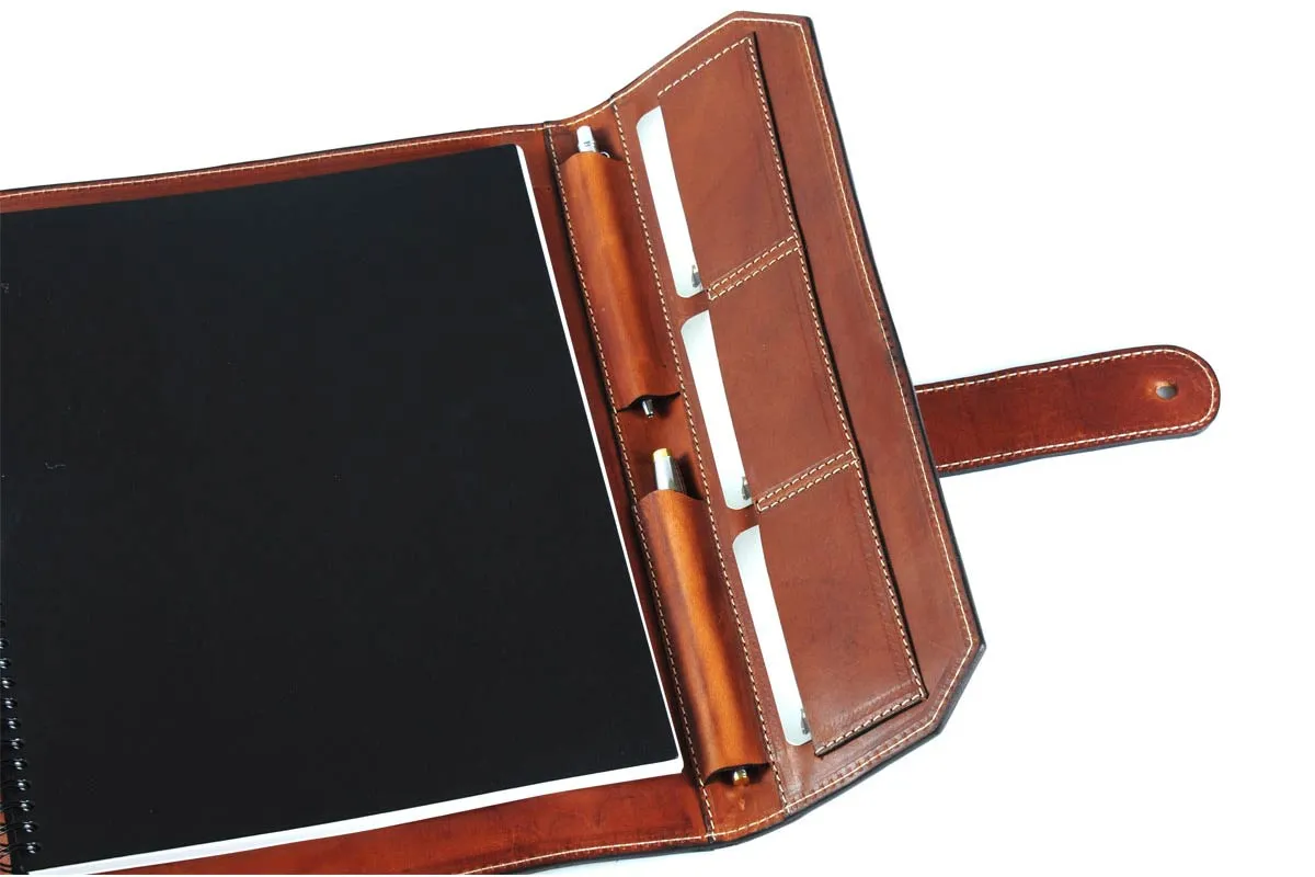 Italian Leather Handmade Post-Strap Brief Folio - Terra