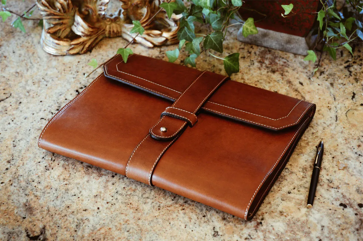 Italian Leather Handmade Post-Strap Brief Folio - Terra