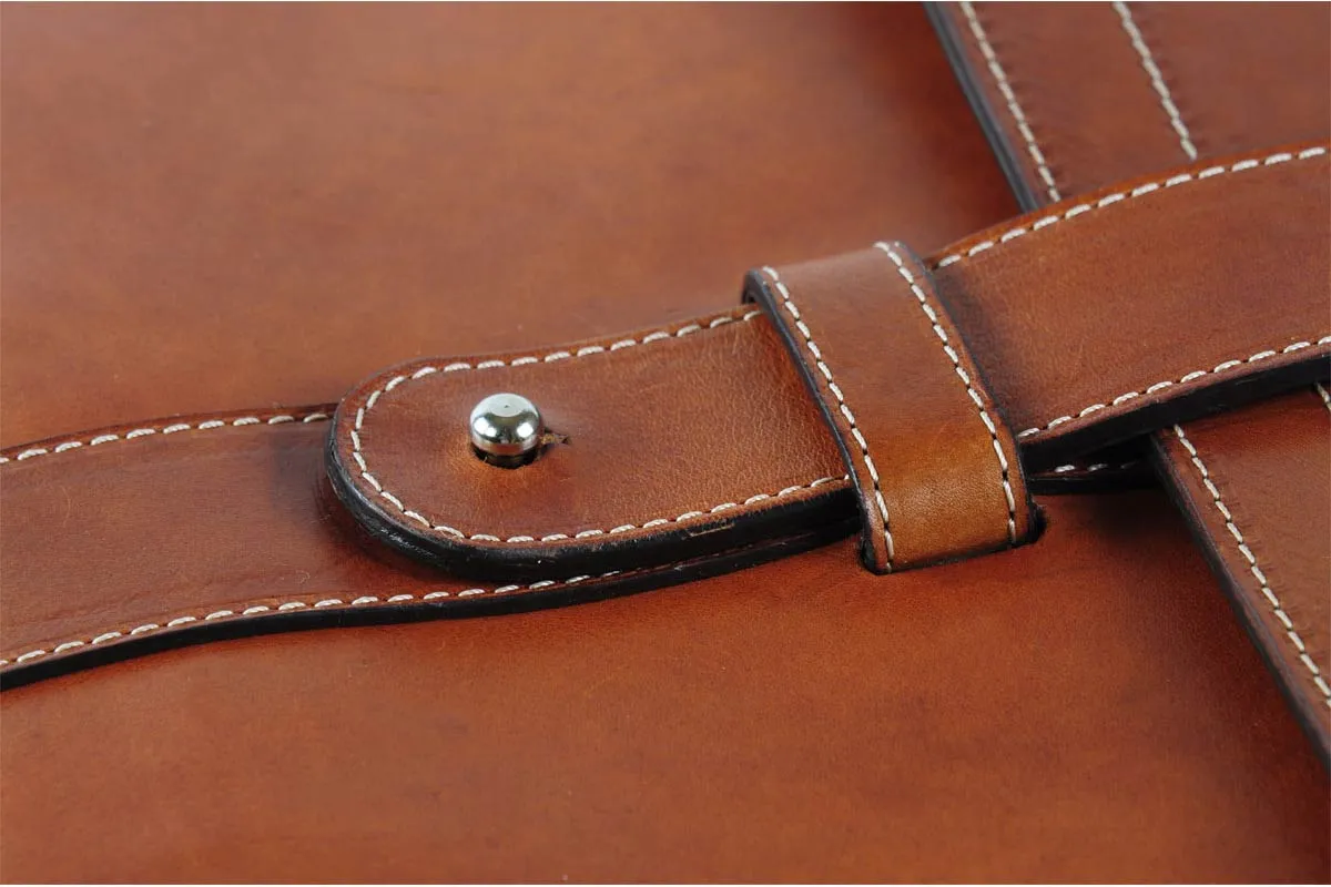 Italian Leather Handmade Post-Strap Brief Folio - Terra