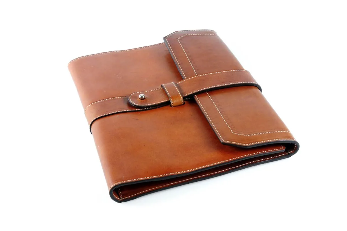 Italian Leather Handmade Post-Strap Brief Folio - Terra