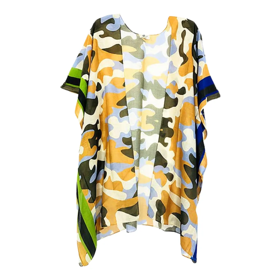 JC Sunny Fashion - Beige-Gold Two Tone Edge Camo Kimono