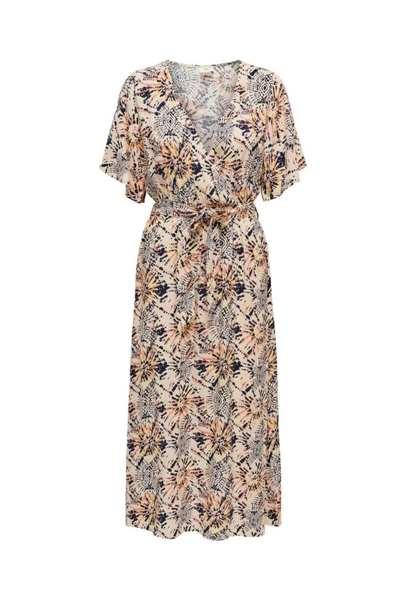 JDY GAYA SS LONG WRAP AOP DRESS