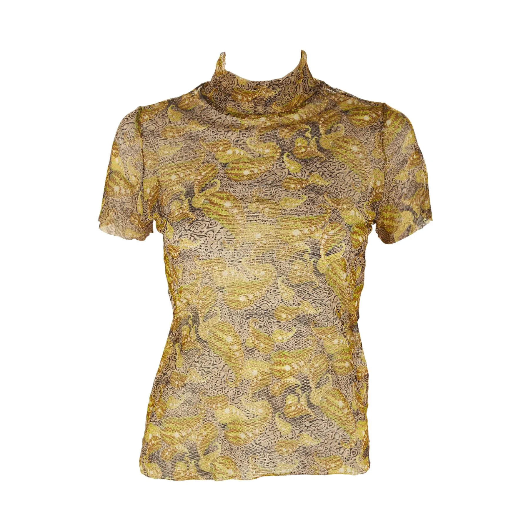 Jean Paul Gaultier Green Print Mesh Top