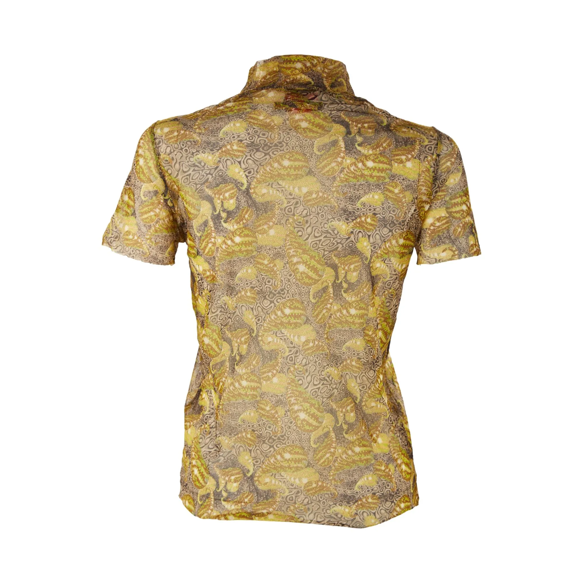 Jean Paul Gaultier Green Print Mesh Top
