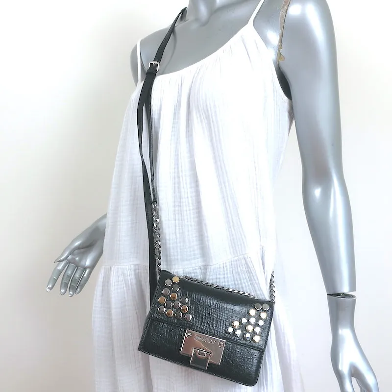 Jimmy Choo Rebel Soft Mini Crossbody Bag Black Studded Crinkled Leather NEW