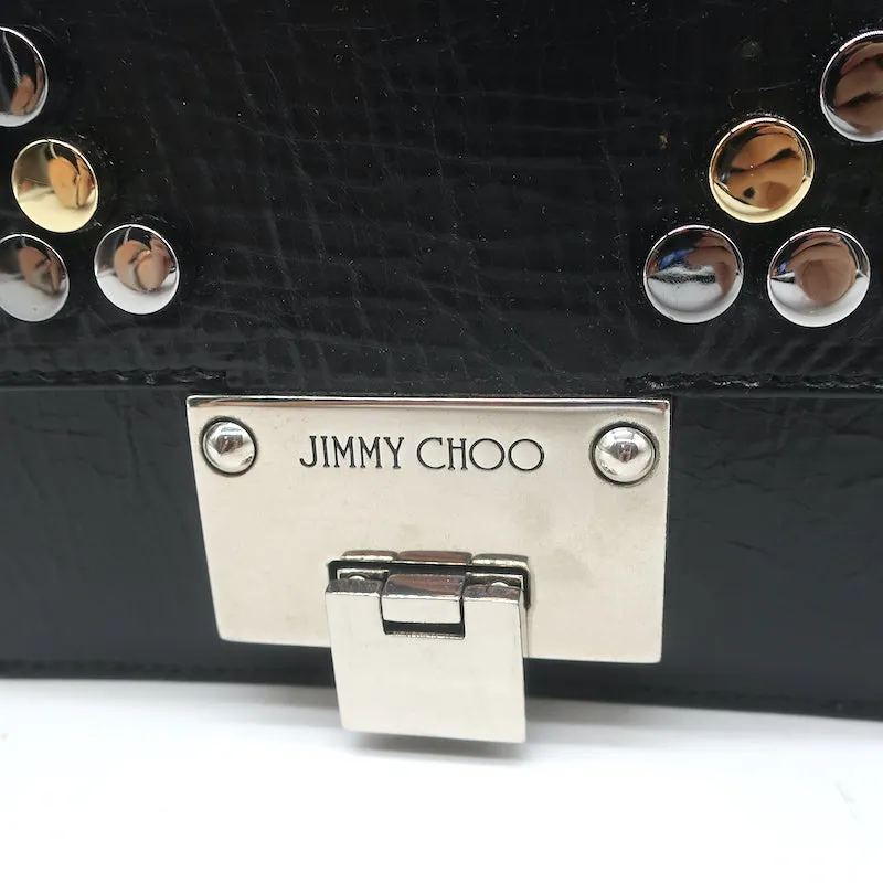 Jimmy Choo Rebel Soft Mini Crossbody Bag Black Studded Crinkled Leather NEW