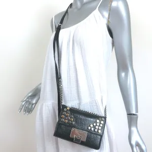 Jimmy Choo Rebel Soft Mini Crossbody Bag Black Studded Crinkled Leather NEW