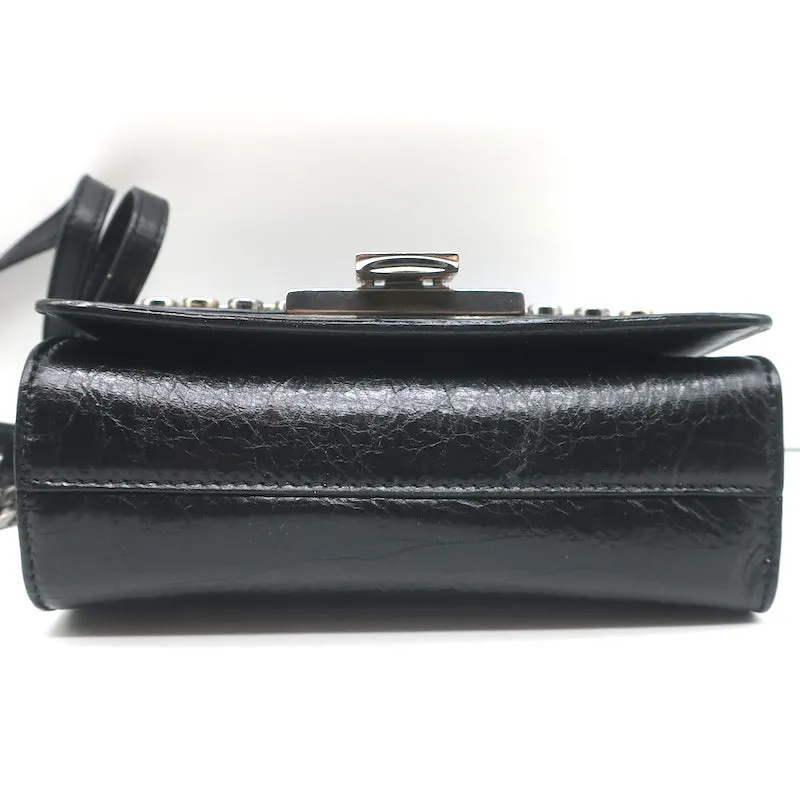 Jimmy Choo Rebel Soft Mini Crossbody Bag Black Studded Crinkled Leather NEW
