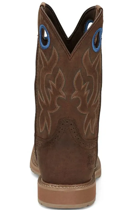 Justin Men's Waterproof Square Toe All Around Walnut Brown Water Buffalo | SE3114