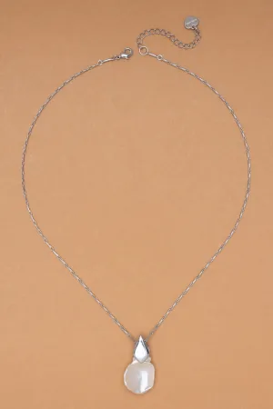 Keshi Flat Pearl Pendant Necklace