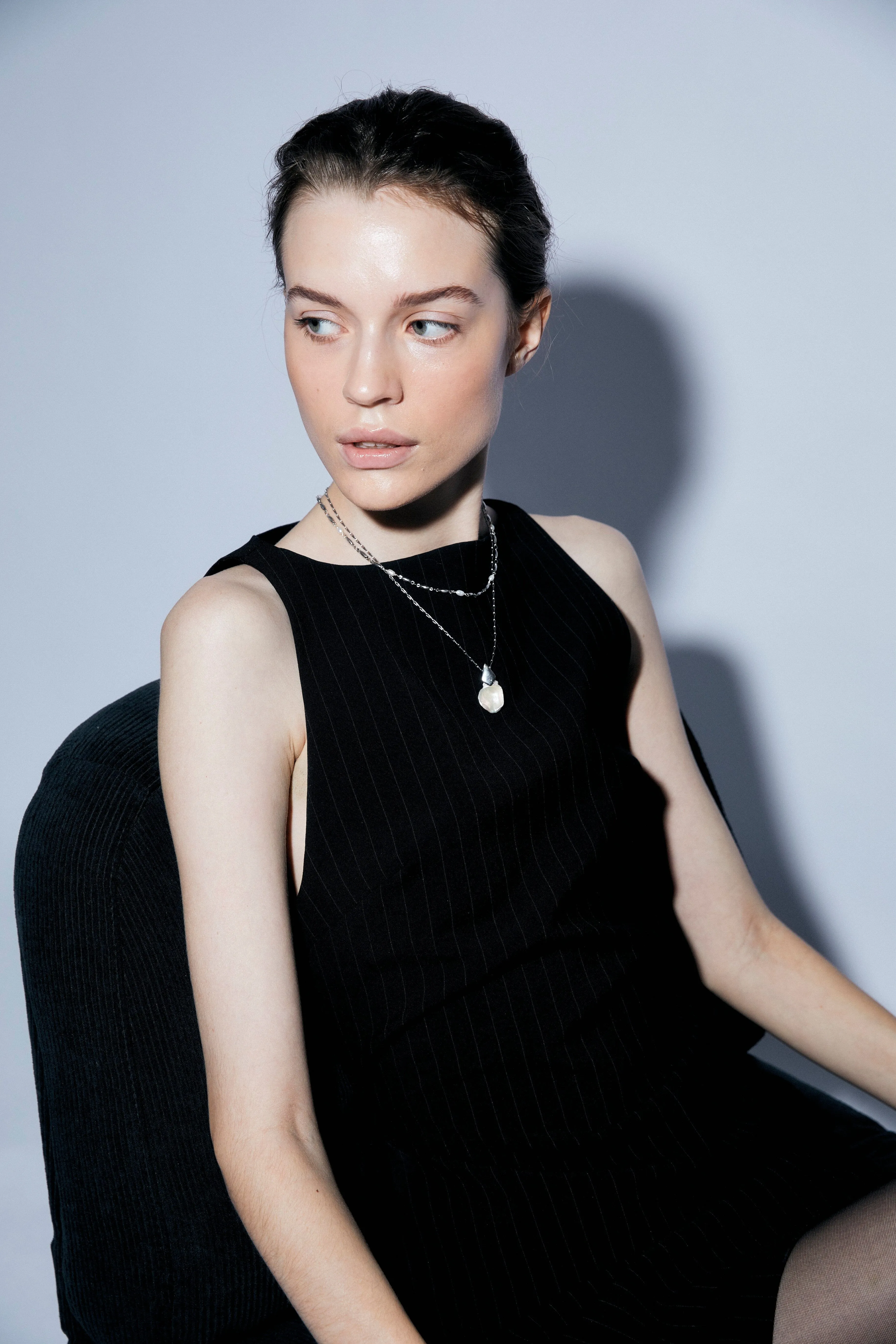 Keshi Flat Pearl Pendant Necklace