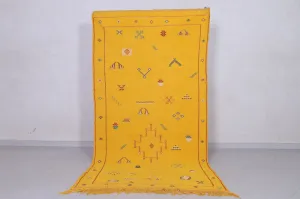 Kilim rug - Moroccan yellow flat woven rug - Handmade rug