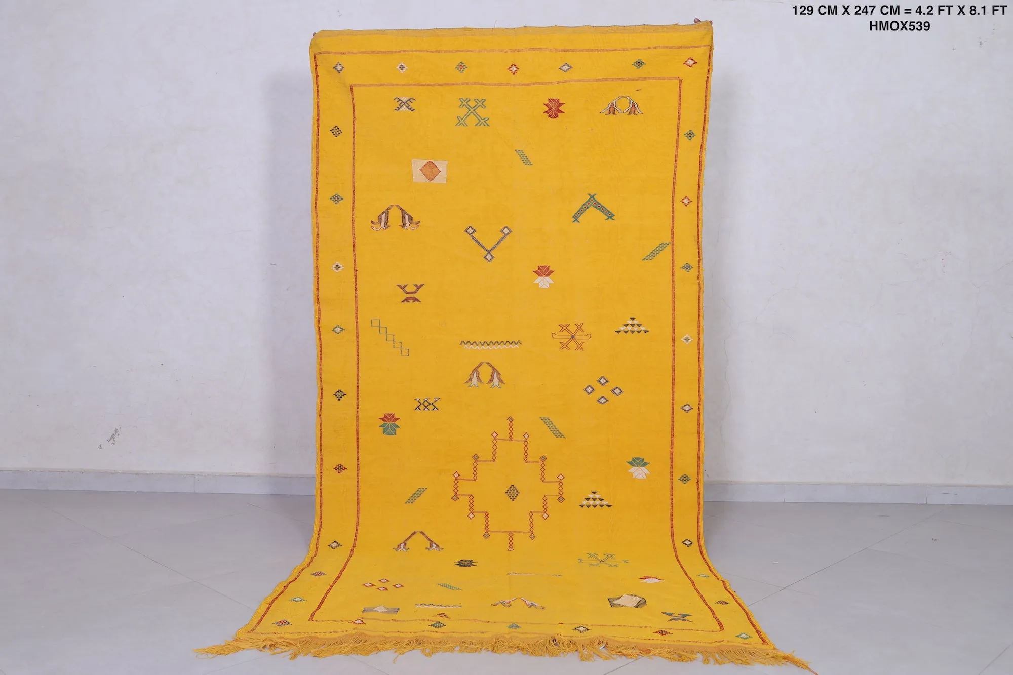 Kilim rug - Moroccan yellow flat woven rug - Handmade rug
