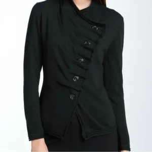 Lafayette 148 - Asymmetrical Gathered Button Front Merino Wool sweater size: P