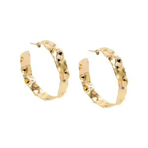 Large Vintage Dented Flat Open Hoop Earring
