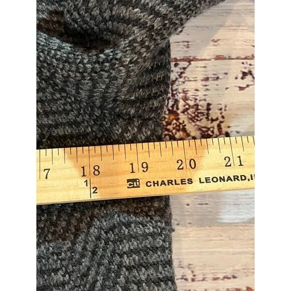 Lauren Ralph Lauren Womens Grey Wool Blend Herringbone Cardigan Sweater Medium