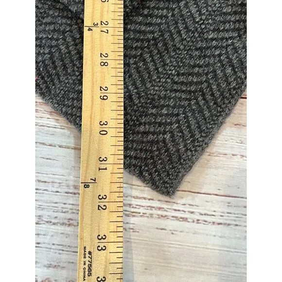 Lauren Ralph Lauren Womens Grey Wool Blend Herringbone Cardigan Sweater Medium