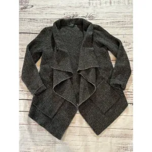 Lauren Ralph Lauren Womens Grey Wool Blend Herringbone Cardigan Sweater Medium