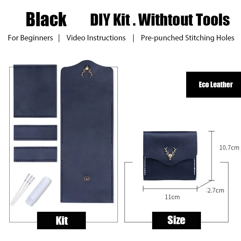 Leather Card Wallet Kit DIY Flip Small Leather Wallet Kit DIY Eco Leather Project