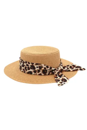 LEOPARD BAND FLAT TOP SUN HAT