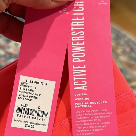 LILLY PULITZER WEEKENDER HIGH RISE SPICY CORAL PINK LUXLETIC SCALLOPED SHORTS S