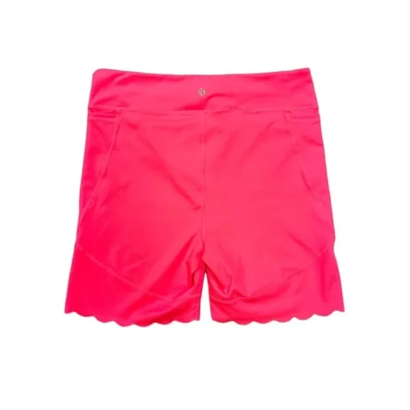 LILLY PULITZER WEEKENDER HIGH RISE SPICY CORAL PINK LUXLETIC SCALLOPED SHORTS S