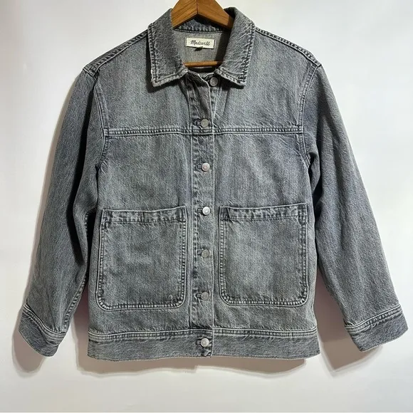 Madewell gray Jean Denim Trucker workwear relaxed fit Jacket