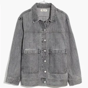 Madewell gray Jean Denim Trucker workwear relaxed fit Jacket