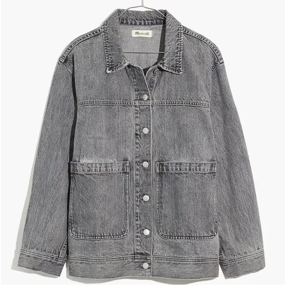Madewell gray Jean Denim Trucker workwear relaxed fit Jacket