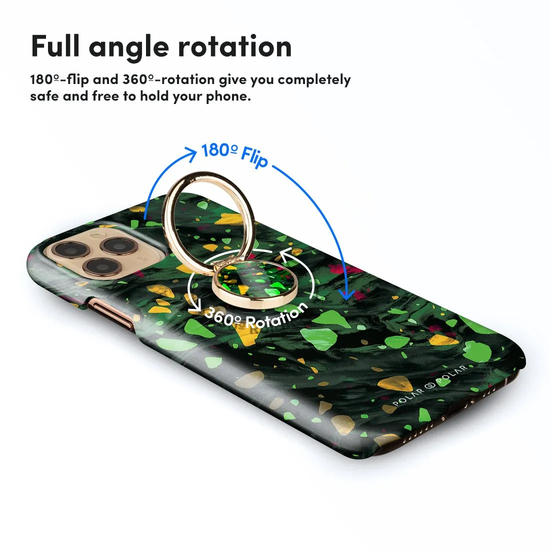 Malachite Terrazzo Gem | Custom Phone Ring Holder  (Non-MagSafe)