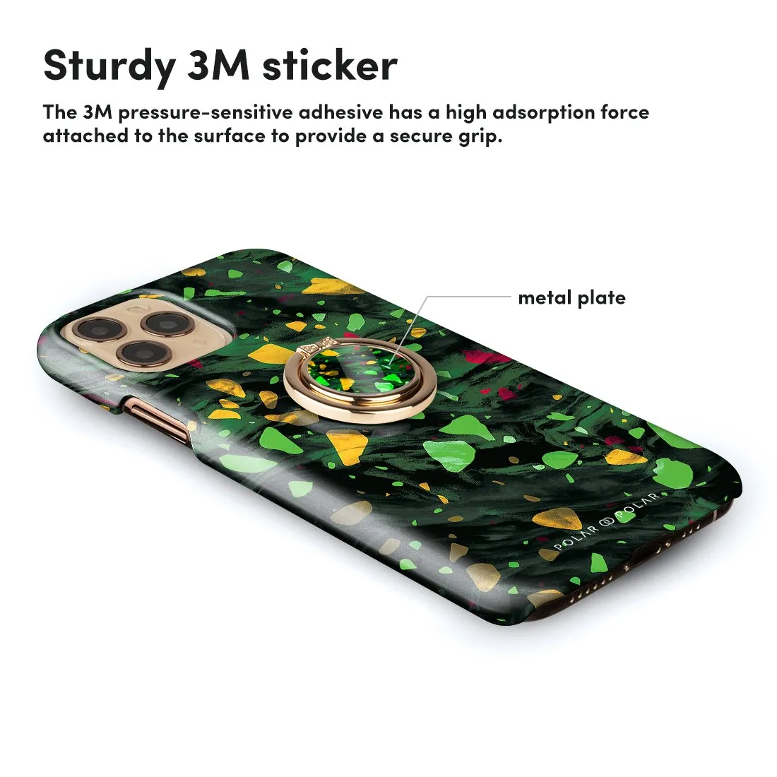 Malachite Terrazzo Gem | Phone Ring Holder  (Non-MagSafe)