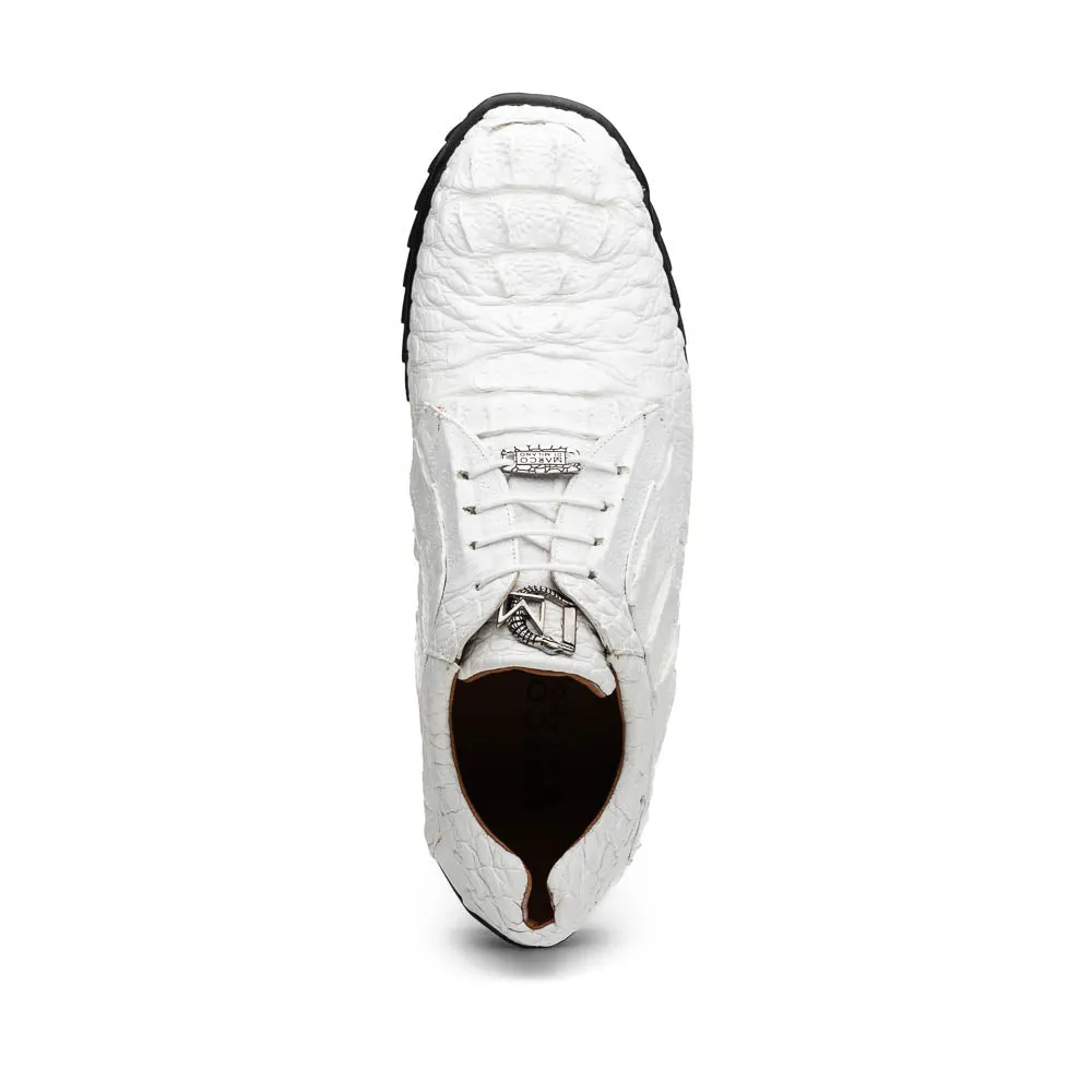 Marco Di Milano Kratos Men's White Shoes Exotic Caiman Crocodile Sneakers