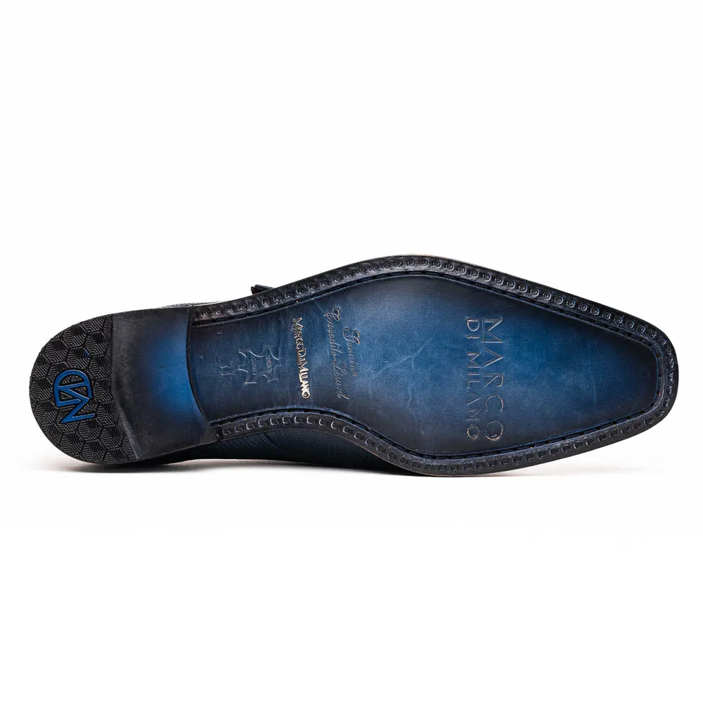 Marco Di Milano Toluca Men's Shoes Navy Exotic Crocodile & Lizard Monk Strap