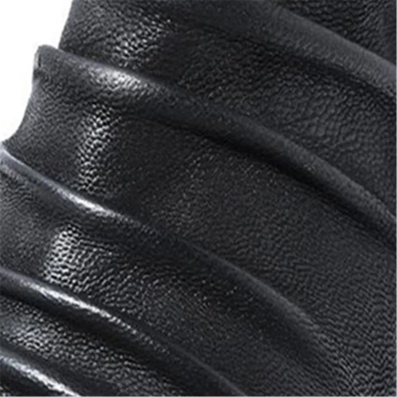 Men Split Leather Drape Design Boots