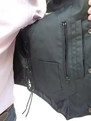 Men's 10 Pocket Real Leather vest with side laces & 2 Gun pockets
