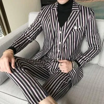 Men's 3pcs Fashion Stripe Suit