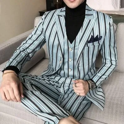 Men's 3pcs Fashion Stripe Suit