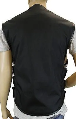 MEN'S BIKER UPDATED BLACK SWAT TEAM STYLE TEXTILE MOTORCYCLE VEST NEW