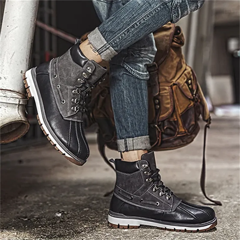 Men's Cool Waterproof High-top Warm Fur Snow Boots