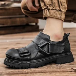 Men's Fashion British Style Round Toe Leather Low Top Boots