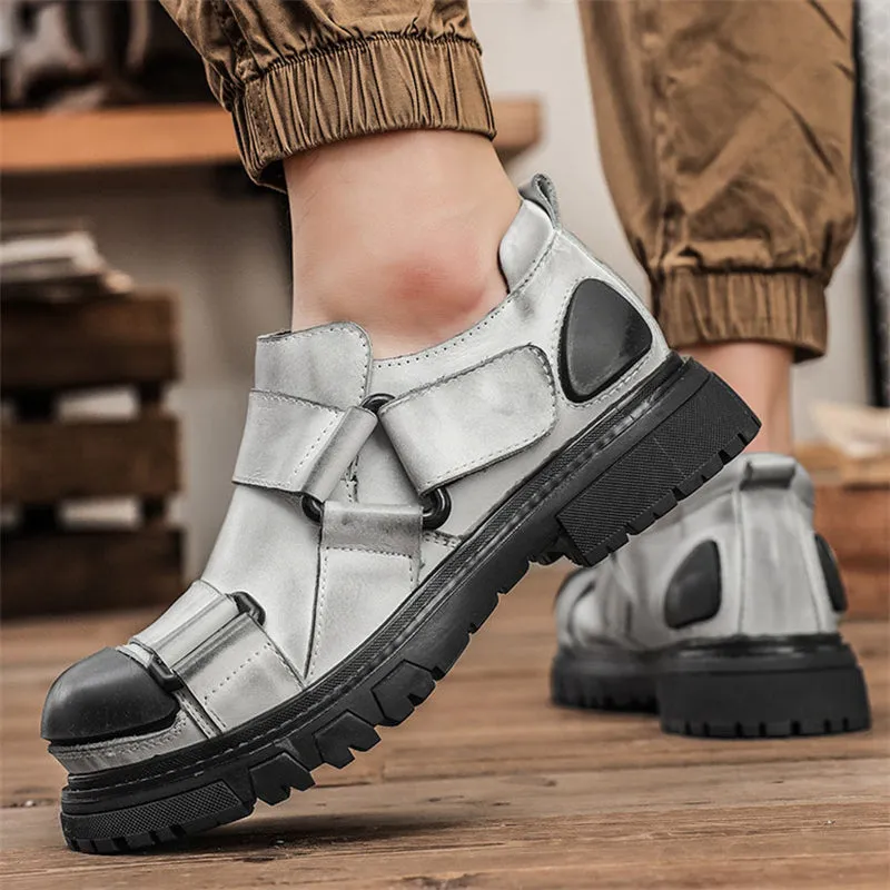 Men's Fashion British Style Round Toe Leather Low Top Boots