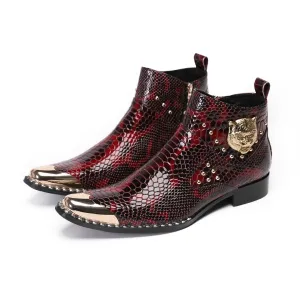 Men's Genuine Leather Punk Style Slip-On Chelsea Dress Boots
