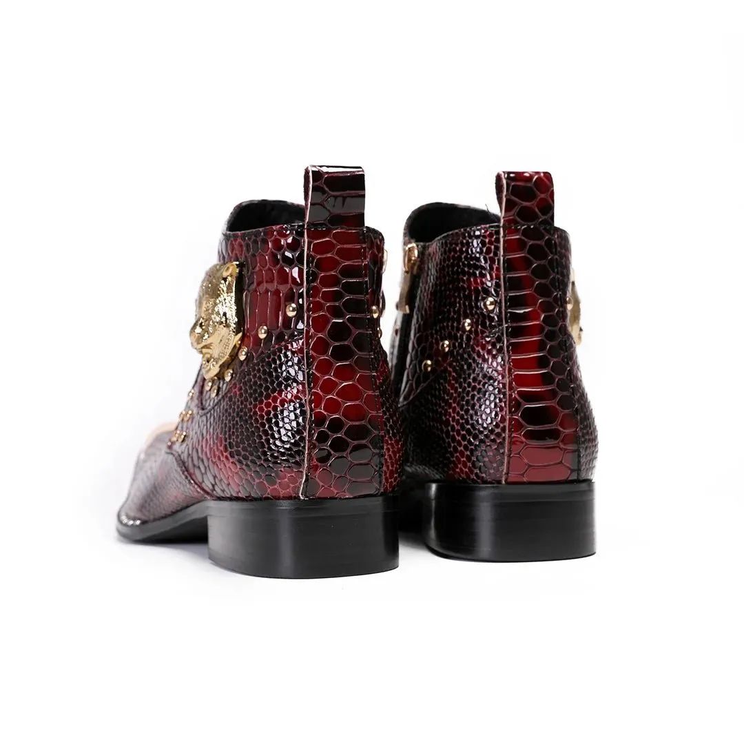 Men's Genuine Leather Punk Style Slip-On Chelsea Dress Boots