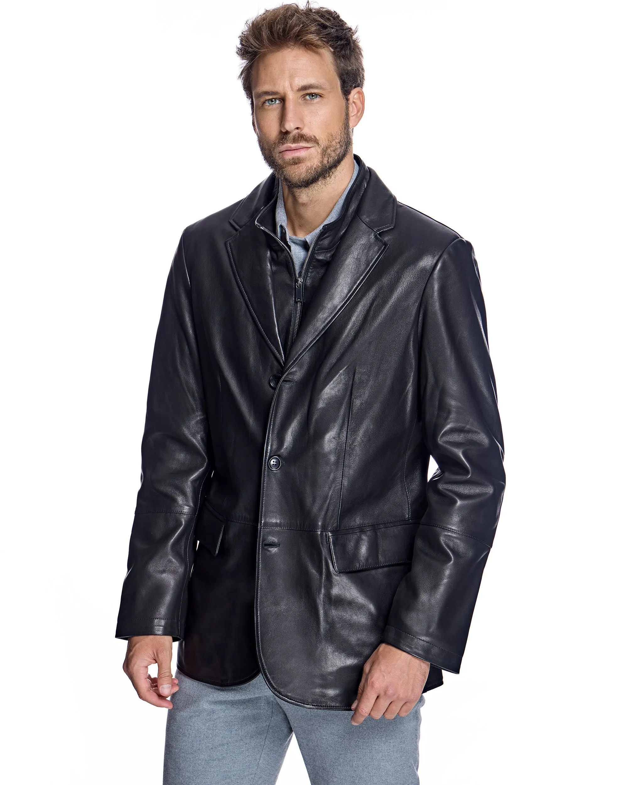 Men's Leather Blazer