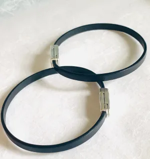 Men’s Leather Magnet Bracelet, Men's Band Bracelet, Black Bracelet, Leather Bracelet, Magnet Bracelet